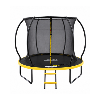 MOUNTPEAK 8FT BLACK+YELLOW PUMPKIN MODEL TRAMPOLINE WITH LADDER PLASTIC PADDLE
