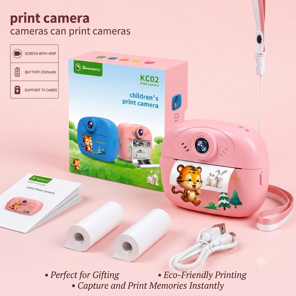 SMARTBERRY KC02 Kids Instant Print Camera pink