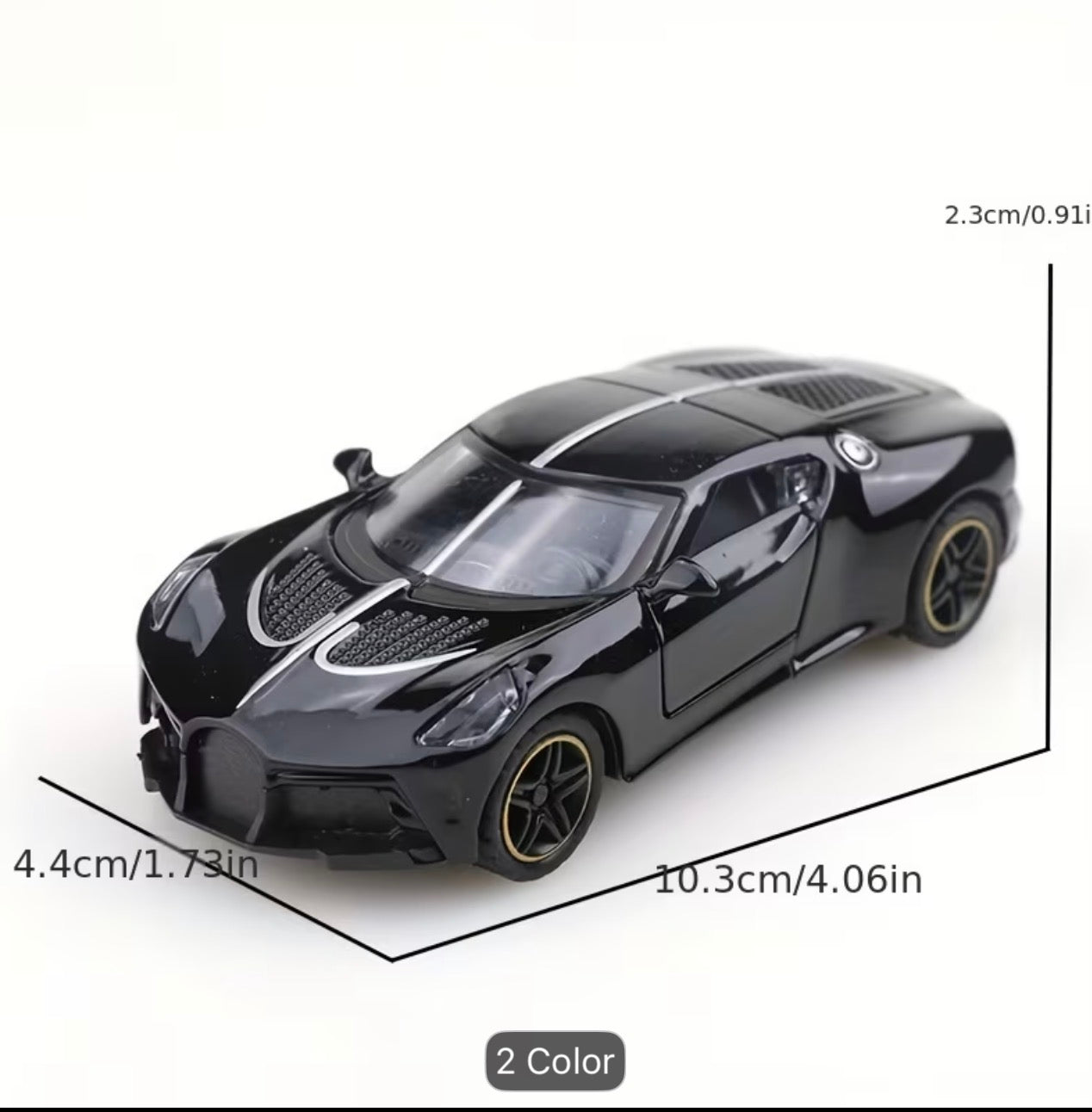 1:38 Scale Die-Cast Metal Sports Car Model Black Opening Doors