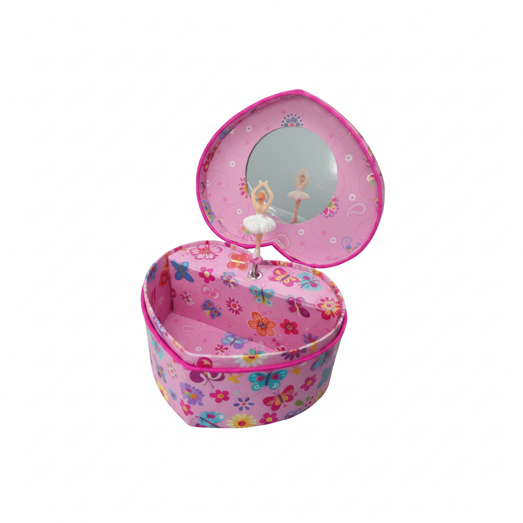 PECOWARE HEART SHAPE MUSICAL JEWELRY BOX /BUTTERFLY