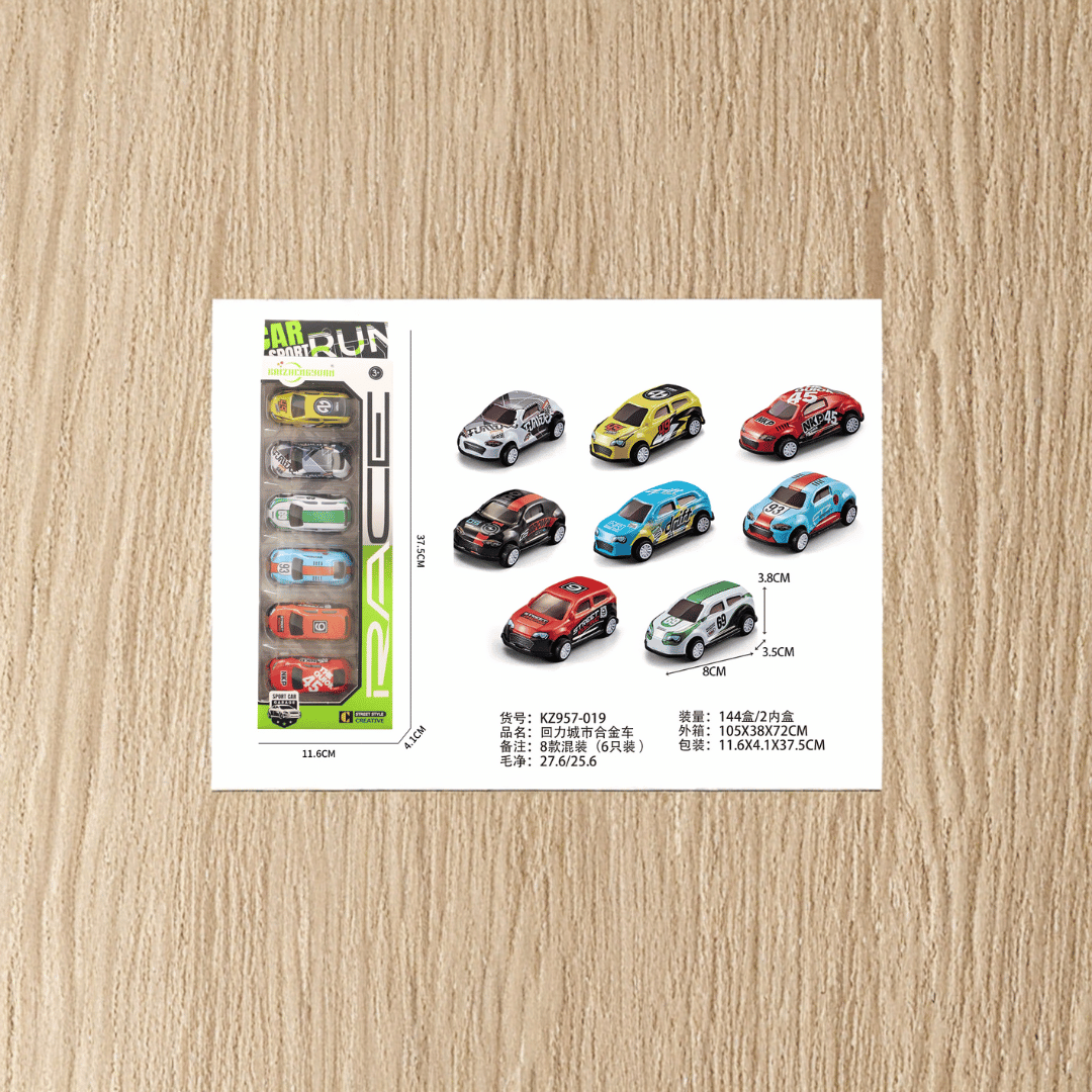 SAM TOYS 6 PCS CITY  PULL BACK ALLOY CAR