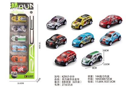 SAM TOYS 6 PCS CITY  PULL BACK ALLOY CAR
