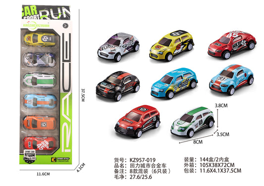 SAM TOYS 6 PCS CITY  PULL BACK ALLOY CAR