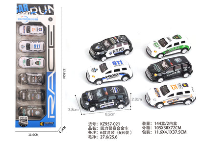 SAM TOYS 6 PCS POLICE PULL BACK ALLOY CAR