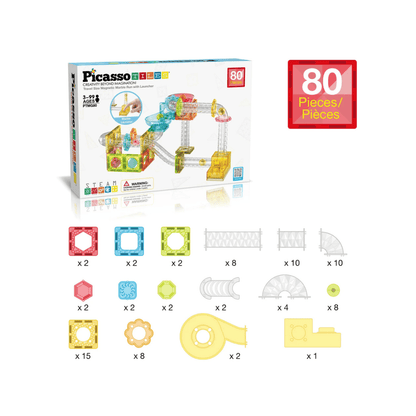 PICASSO MAGNETIC MARBLE RUN LAUNCHR 80PC