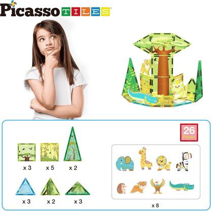 PICASSO MAGNETIC TILES SAFARI SET 26PCS