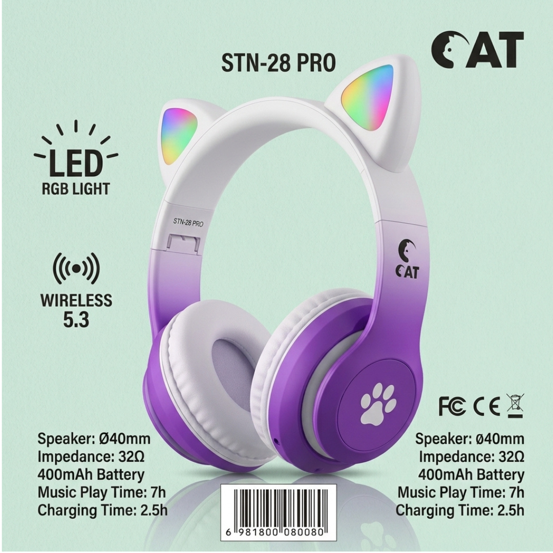 Cat Ear Wireless Bluetooth Headphones for Kids