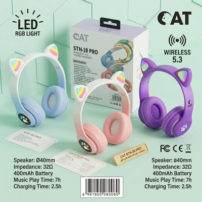 Cat Ear Wireless Bluetooth Headphones for Kids