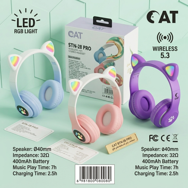Cat Ear Wireless Bluetooth Headphones for Kids